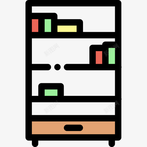 书柜家用家具3件线性颜色图标svg_新图网 https://ixintu.com 书柜 家用家具3件 线性颜色