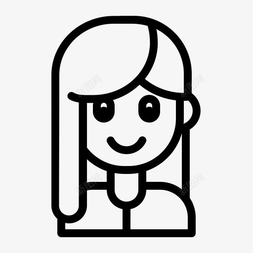 女人头像卡通图标svg_新图网 https://ixintu.com 卡通 卡通头像轮廓 头像 女人 女性 角色