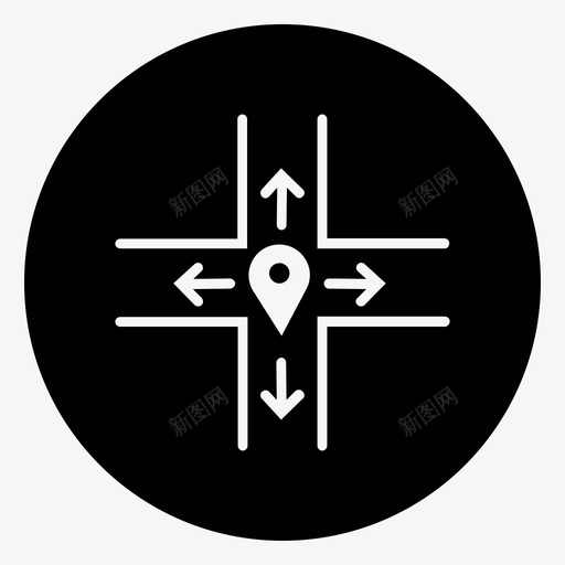 路线图距离导航位置图标svg_新图网 https://ixintu.com 位置和导航黑色填充减去前面 导航位置 管脚位置 距离 路径 路线图