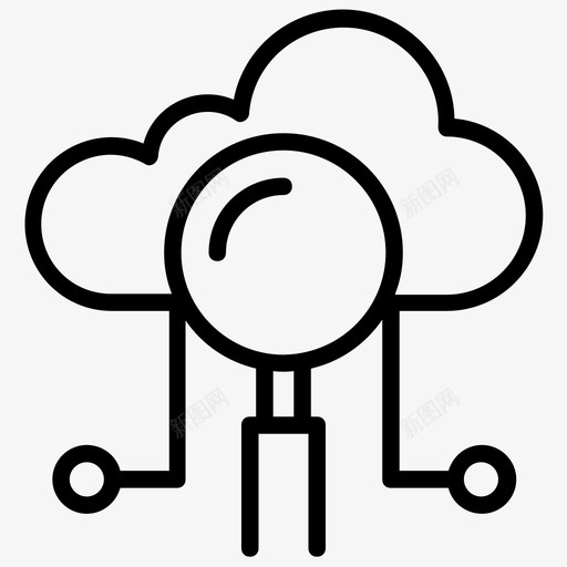 云搜索云计算云探索图标svg_新图网 https://ixintu.com 云托管线图标 云探索 云搜索 云监控 云研究 云计算