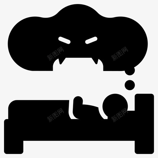 噩梦梦境失眠图标svg_新图网 https://ixintu.com 压力管理放松 噩梦 失眠 梦境 睡眠 精神