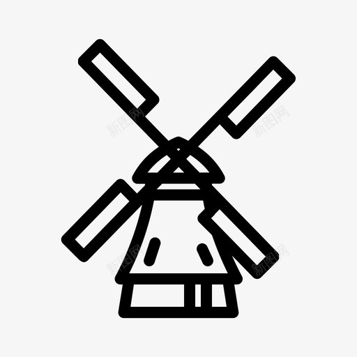 风车建筑标志性建筑图标svg_新图网 https://ixintu.com 地标 建筑 旅游 标志性建筑 荷兰 风车