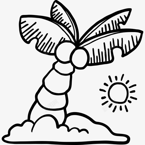 椰子树夏季2黑色图标svg_新图网 https://ixintu.com 夏季2 椰子树 黑色