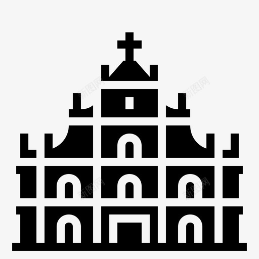 澳门亚洲地标图标svg_新图网 https://ixintu.com 中华人民共和国香港特别行政区 中国澳门 亚洲 亚洲国家地标 圣保罗教堂 地标 旅游 澳门