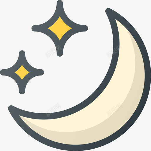 夜晚76号天气线性颜色图标svg_新图网 https://ixintu.com 76号天气 夜晚 线性颜色
