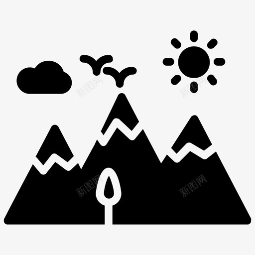 山地貌风景图标svg_新图网 https://ixintu.com 地貌 山 山谷 美国文化和地标符号 风景