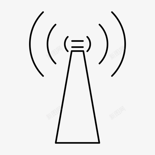 网络天线收音机图标svg_新图网 https://ixintu.com ios营销 信号 塔 天线 广告瘦图标 收音机 无线 网络
