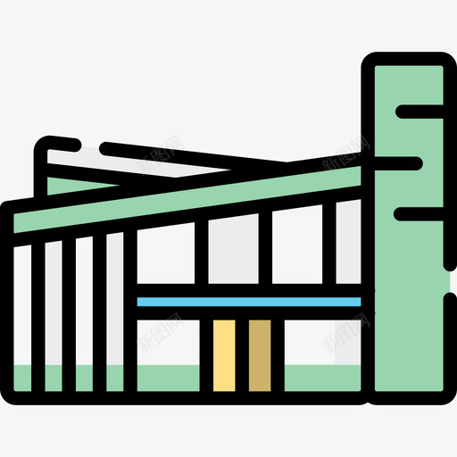 现代建筑普通艺术14线性色彩图标svg_新图网 https://ixintu.com 普通艺术14 现代建筑 线性色彩