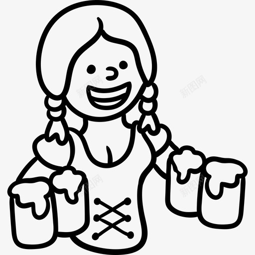 女服务员啤酒节10号黑色图标svg_新图网 https://ixintu.com 啤酒节10号 女服务员 黑色