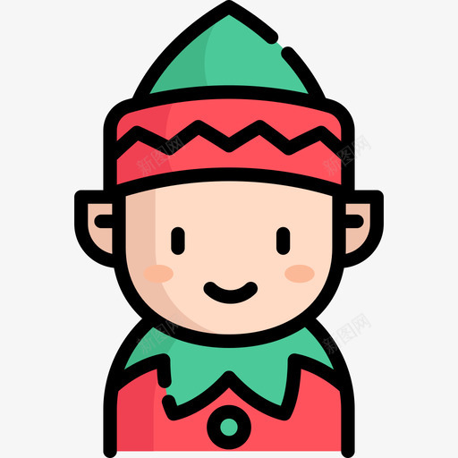 精灵圣诞化身5线性颜色图标svg_新图网 https://ixintu.com 圣诞化身5 精灵 线性颜色