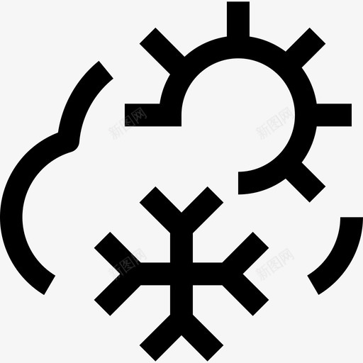 太阳72号天气直线型图标svg_新图网 https://ixintu.com 72号天气 太阳 直线型