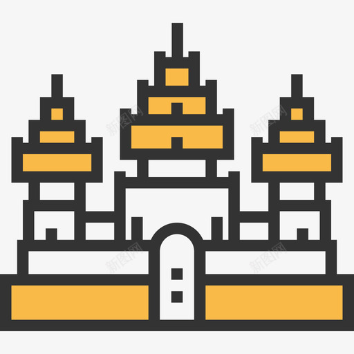 吴哥窟地标13黄影图标svg_新图网 https://ixintu.com 吴哥窟 地标13 黄影