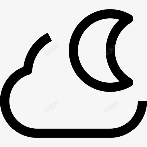 晚上72号天气直线型图标svg_新图网 https://ixintu.com 72号天气 晚上 直线型