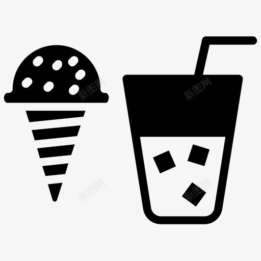 零食时间冷饮冰淇淋图标svg_新图网 https://ixintu.com 冰淇淋 冷饮 华夫饼筒 野营雕文图标 零食时间