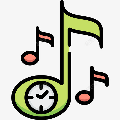音乐时间19线条色彩图标svg_新图网 https://ixintu.com 时间19 线条色彩 音乐
