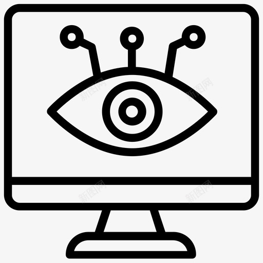 可见性计算机网络眼图标svg_新图网 https://ixintu.com 可见性 干元素线图标 监控 监视器屏幕 眼睛生物识别 网络眼 计算机