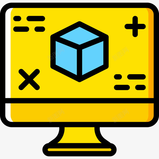 监视器启动6黄色图标svg_新图网 https://ixintu.com 启动6 监视器 黄色