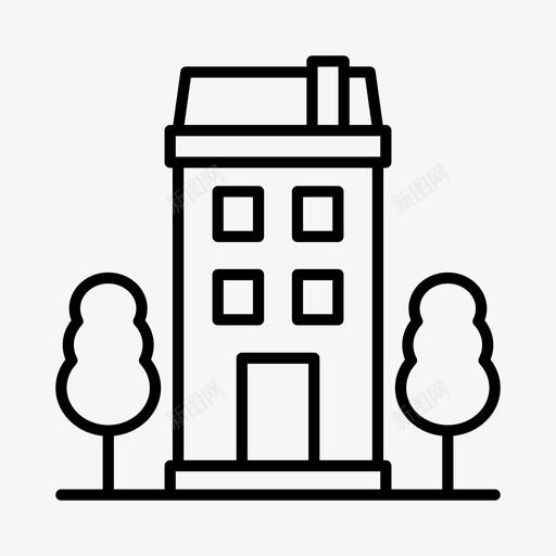 联排别墅建筑物住宅图标svg_新图网 https://ixintu.com 住宅 建筑物 联排别墅