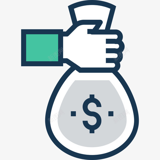 钱袋金融银行线性颜色图标svg_新图网 https://ixintu.com 线性颜色 金融银行 钱袋
