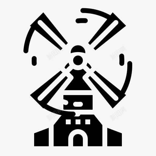 风车生态农业图标svg_新图网 https://ixintu.com 农业 生态 能源固体 自然 风车