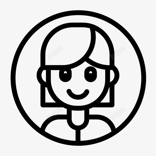 女人头像卡通图标svg_新图网 https://ixintu.com 卡通 卡通头像轮廓 头像 女人 女性 角色