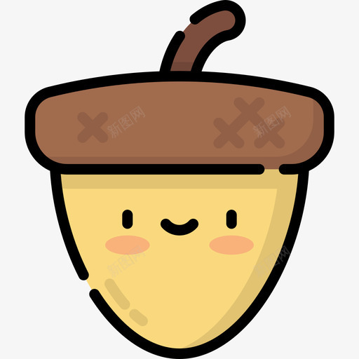 橡子秋天16线形颜色图标svg_新图网 https://ixintu.com 橡子 秋天16 线形颜色