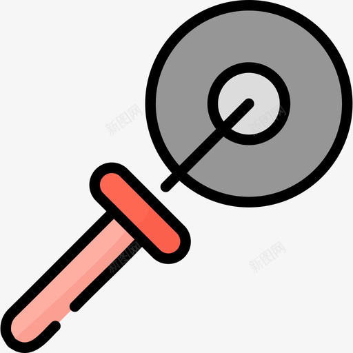 比萨切割机厨师工具和设备2线性颜色图标svg_新图网 https://ixintu.com 厨师工具和设备2 比萨切割机 线性颜色