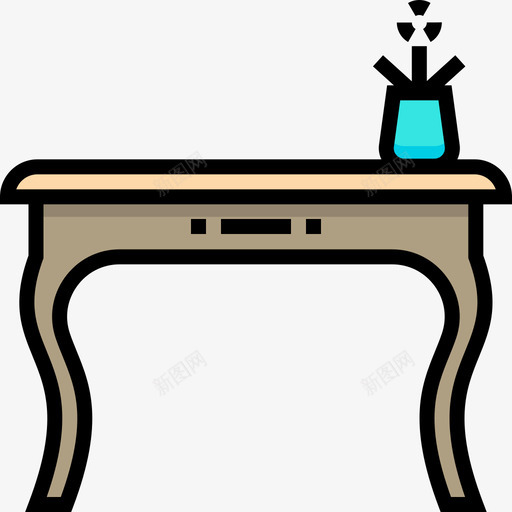 侧桌复古装饰6线条色图标svg_新图网 https://ixintu.com 侧桌 复古装饰6 线条色