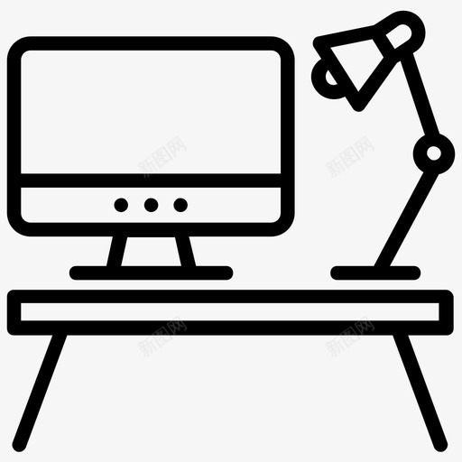 工作场所台灯办公桌图标svg_新图网 https://ixintu.com 办公桌 台灯 声誉管理线图标 工作区 工作台 工作场所