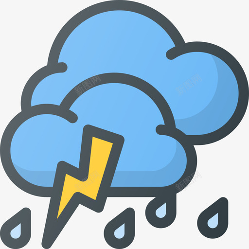 暴风雨天气76线形颜色图标svg_新图网 https://ixintu.com 天气76 暴风雨 线形颜色