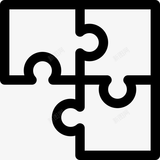 拼图成功4线性图标svg_新图网 https://ixintu.com 成功4 拼图 线性