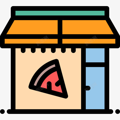 比萨店城市元素15线性颜色图标svg_新图网 https://ixintu.com 城市元素15 比萨店 线性颜色