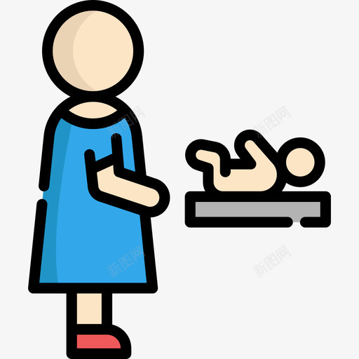 婴儿房购物中心线性颜色图标svg_新图网 https://ixintu.com 婴儿房 线性颜色 购物中心