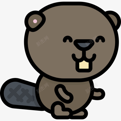 河狸川维动物3线性颜色图标svg_新图网 https://ixintu.com 川维动物3 河狸 线性颜色