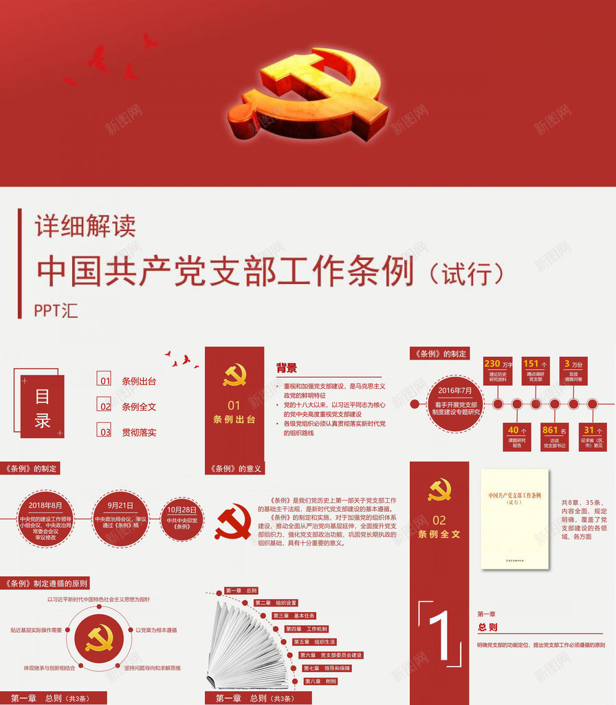 中国共产党支部工作条例详解PPT模板_新图网 https://ixintu.com 中国 党支部 共产 共产党 工作条例 详解