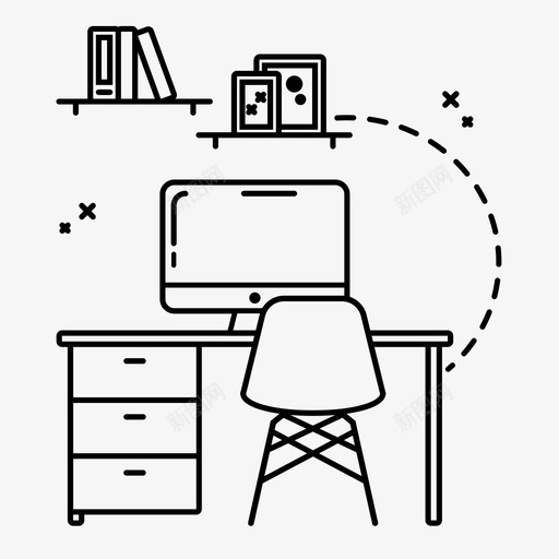 工作场所计算机办公桌图标svg_新图网 https://ixintu.com 业务 办公室 办公桌 工作场所 工作岗位 工作站 计算机
