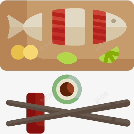 生鱼片亚洲食品2扁平图标svg_新图网 https://ixintu.com 亚洲食品2 扁平 生鱼片