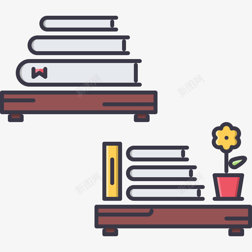 书架家具51彩色图标svg_新图网 https://ixintu.com 书架 家具51 彩色