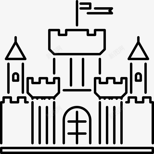城堡城市20直线图标svg_新图网 https://ixintu.com 城堡 城市20 直线