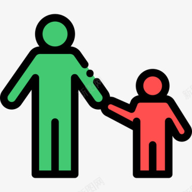 父子家庭生活线性色彩图标图标