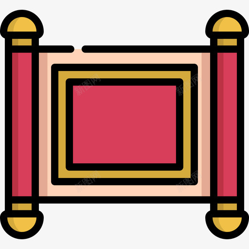 卷轴中国新年13线颜色图标svg_新图网 https://ixintu.com 中国新年13 卷轴 线颜色