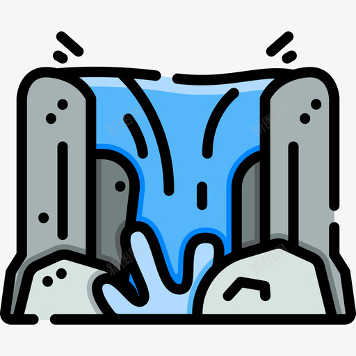 瀑布自然27线性颜色图标svg_新图网 https://ixintu.com 瀑布 线性颜色 自然27