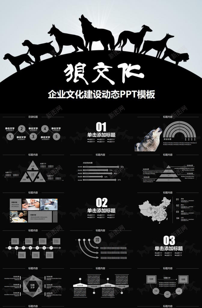 狼文化企业文化建设动态PPT模板_新图网 https://ixintu.com 企业 动态 文化 文化建设