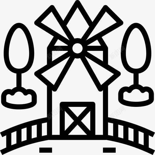 风车有机农业线性图标svg_新图网 https://ixintu.com 有机农业 线性 风车