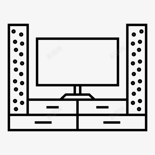 多媒体娱乐家具图标svg_新图网 https://ixintu.com 便利设施 多媒体 娱乐 家具 电视