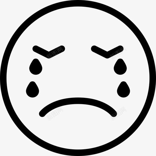 哭泣表情符号23线性图标svg_新图网 https://ixintu.com 哭泣 线性 表情符号23