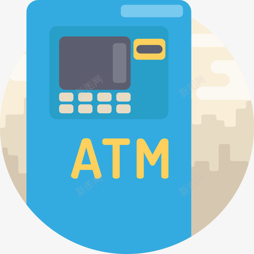 Atm城市建筑元素扁平图标svg_新图网 https://ixintu.com Atm 城市建筑元素 扁平