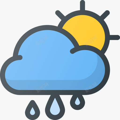 雨76号天气线性颜色图标svg_新图网 https://ixintu.com 76号天气 线性颜色 雨