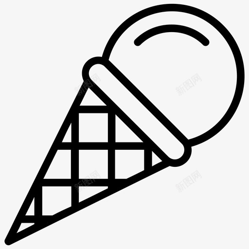 冰淇淋筒甜点冰淇淋图标svg_新图网 https://ixintu.com 冰淇淋 冰淇淋筒 甜点 甜点和糖果线图标