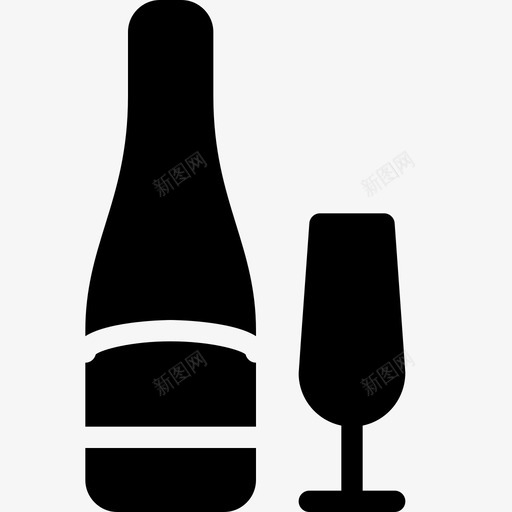 香槟酒瓶饮料图标svg_新图网 https://ixintu.com 派对和活动实心图标 玻璃杯 酒杯 酒瓶 饮料 香槟